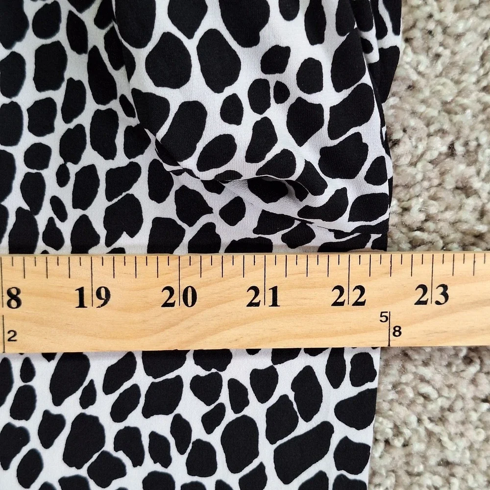 Michael Kors Top Women XL Black Animal Print Keyhole Neck Long Sleeve Boho